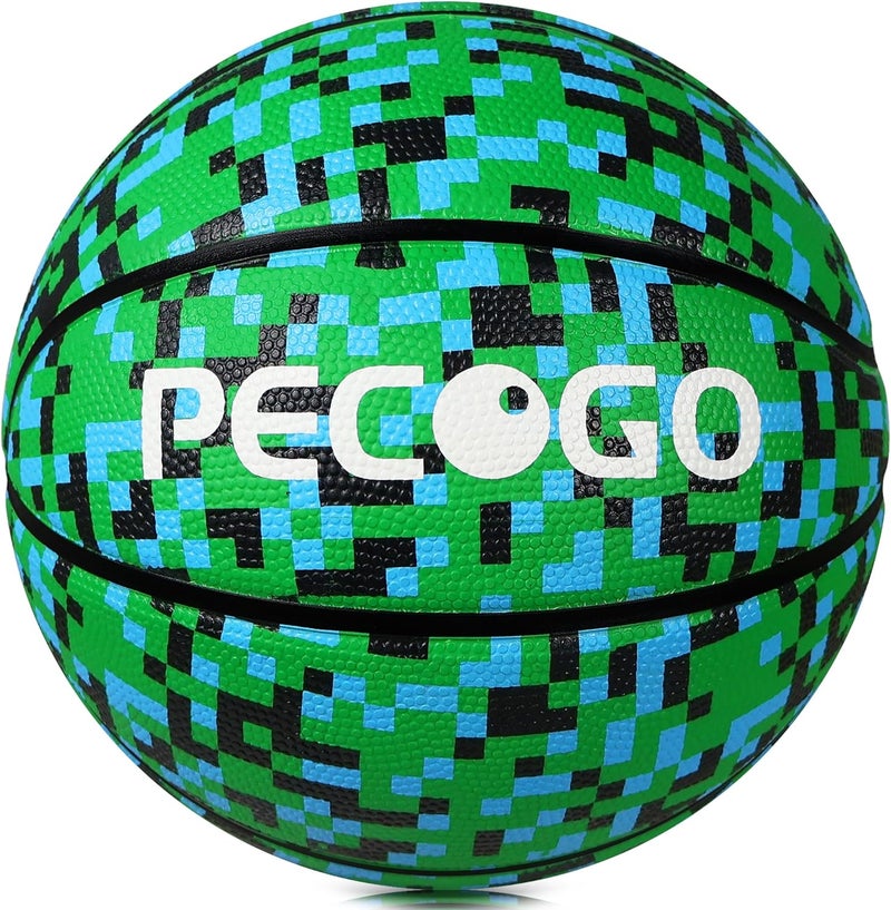 PECOGO Official Rubber Basketball Outdoor Indoor Mens Basketball Ball Size 3/4/5/6/7 for Kids Youth Teen Boys and Girls Gift Ideas(Without Pump) - Image 1